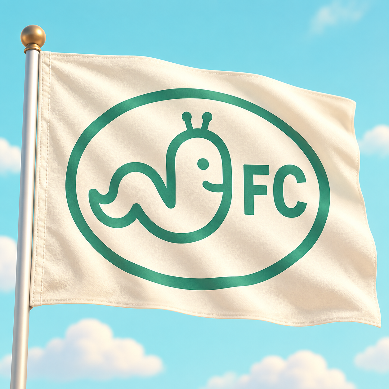 A Kukac FC logója egy zászlón